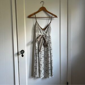 Diane Von Furstenberg Cream and Brown Lace Midi Dress